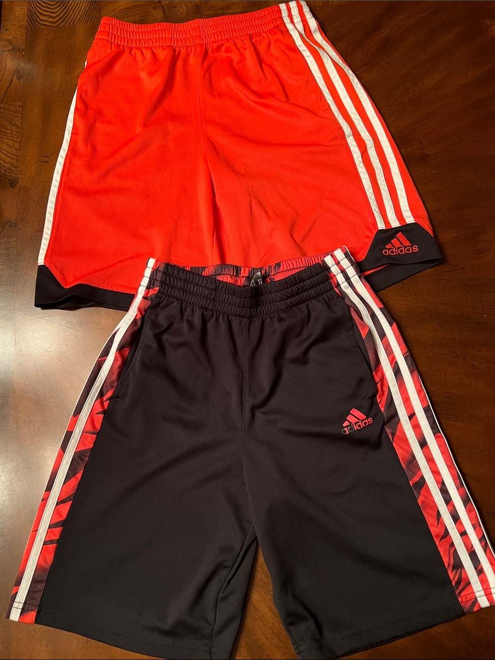 adidas Kids Athletic Shorts in Orange and Black with Stripe Detail